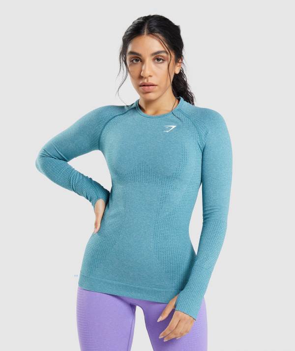 Damske Mikiny Gymshark Vital Seamless 2.0 Long Sleeve Top Tyrkysové | CJ9510264